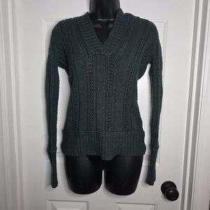 Maurices Dark Teal V-Neck Cable Knit Sweater